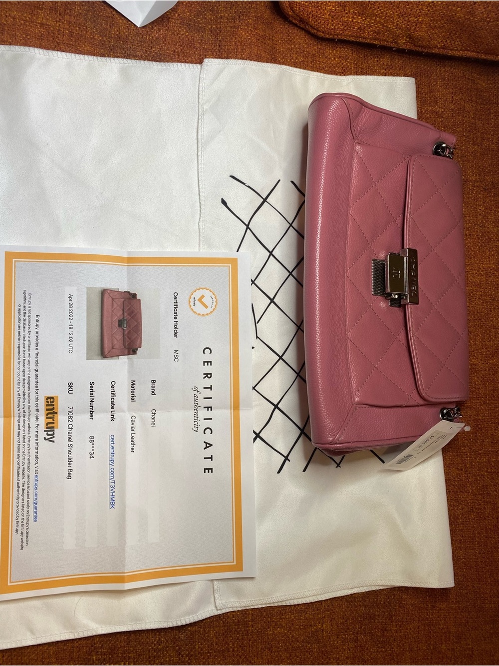 CHANEL Pink Quilted Leather Crossbody Bag with Front Lock